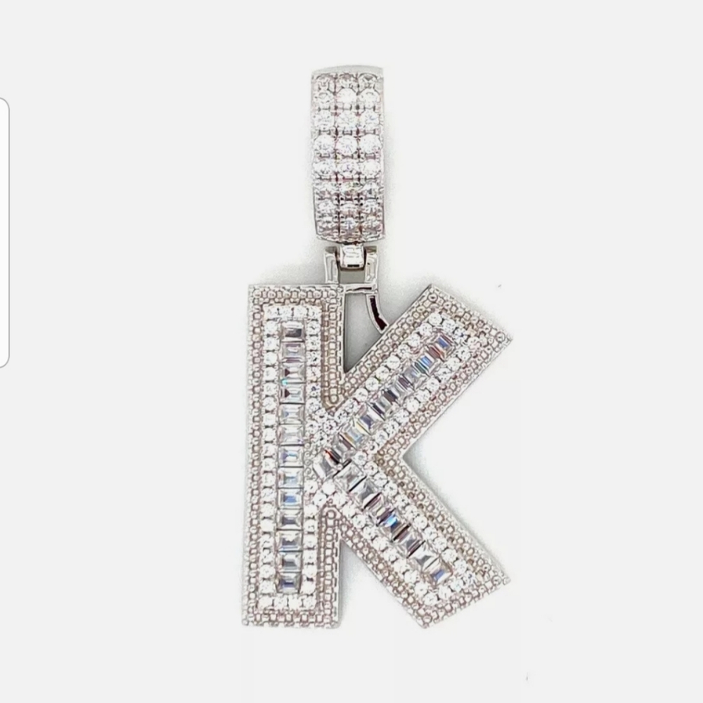 Sterling Silver plated Letter K Pendant - Picture 1 of 1